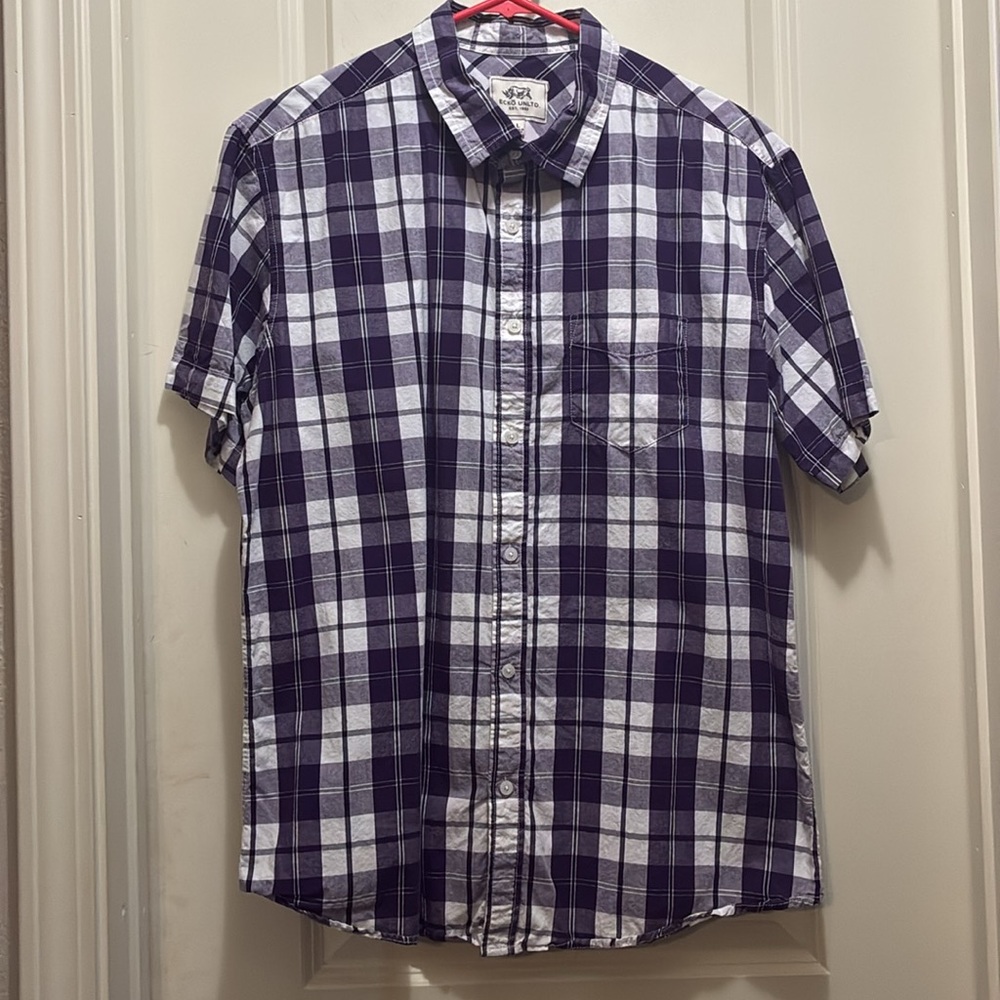 Ecko Unlimited Purple and White Casual Button Down Shirt size large